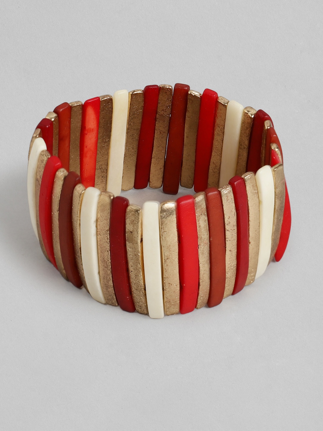 

RICHEERA Women Red & Gold-Toned Gold-Plated Elasticated Bracelet
