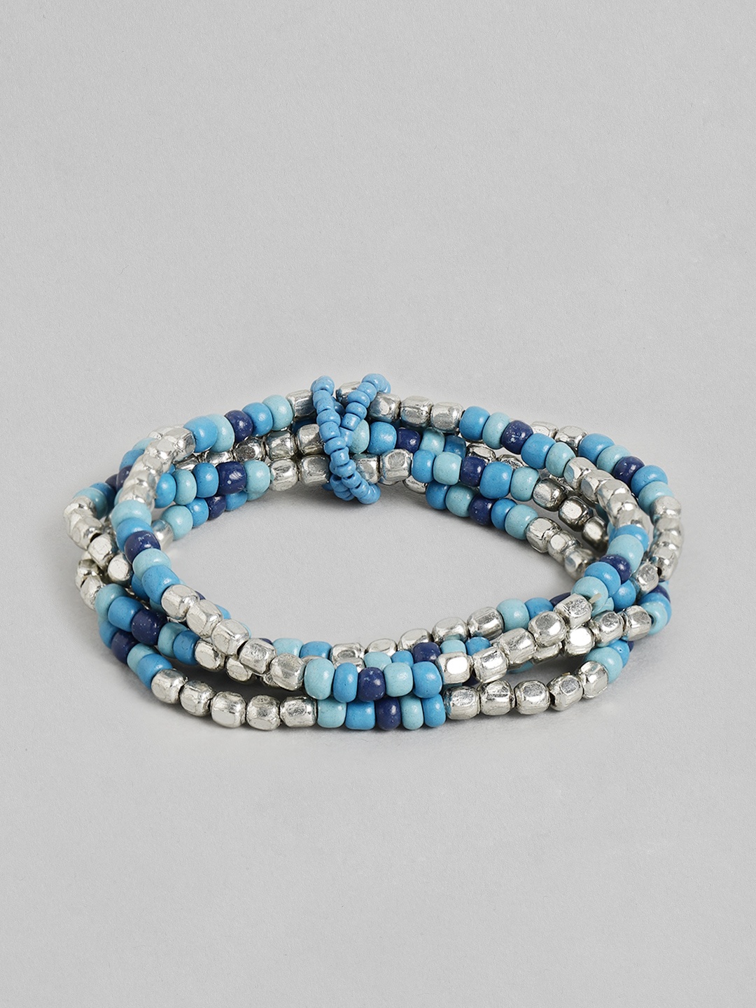 

RICHEERA Women Blue & Silver-Toned Silver-Plated Multistrand Bracelet