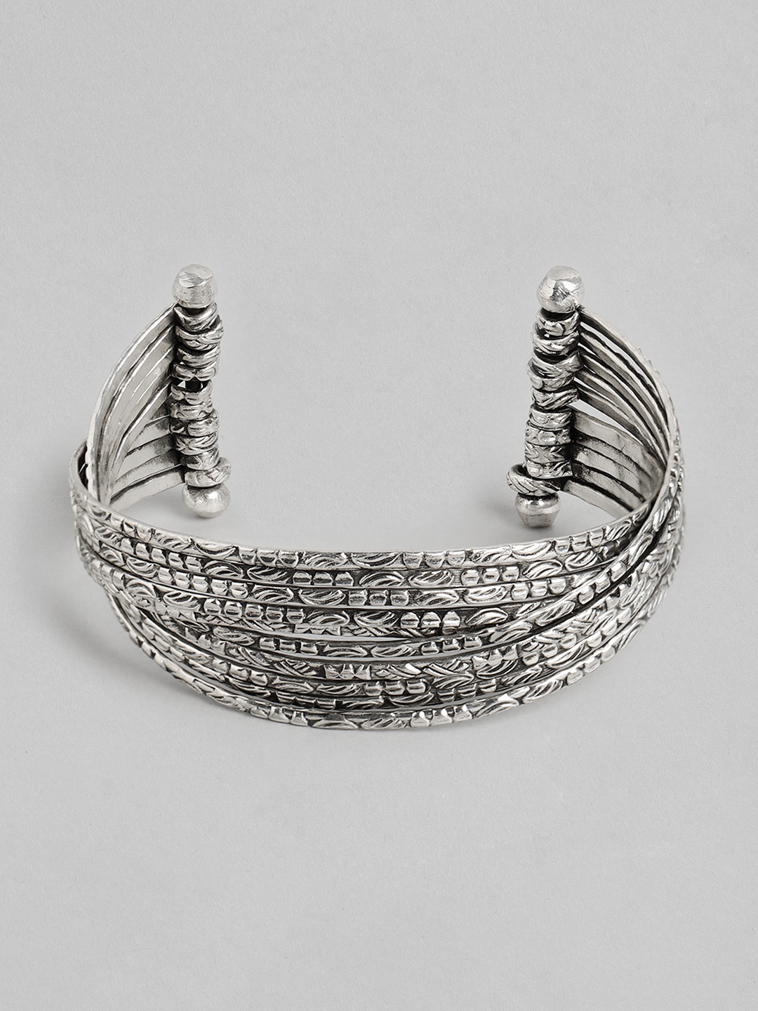 

RICHEERA Women Silver-Toned Oxidised Silver-Plated Multistrand Bracelet