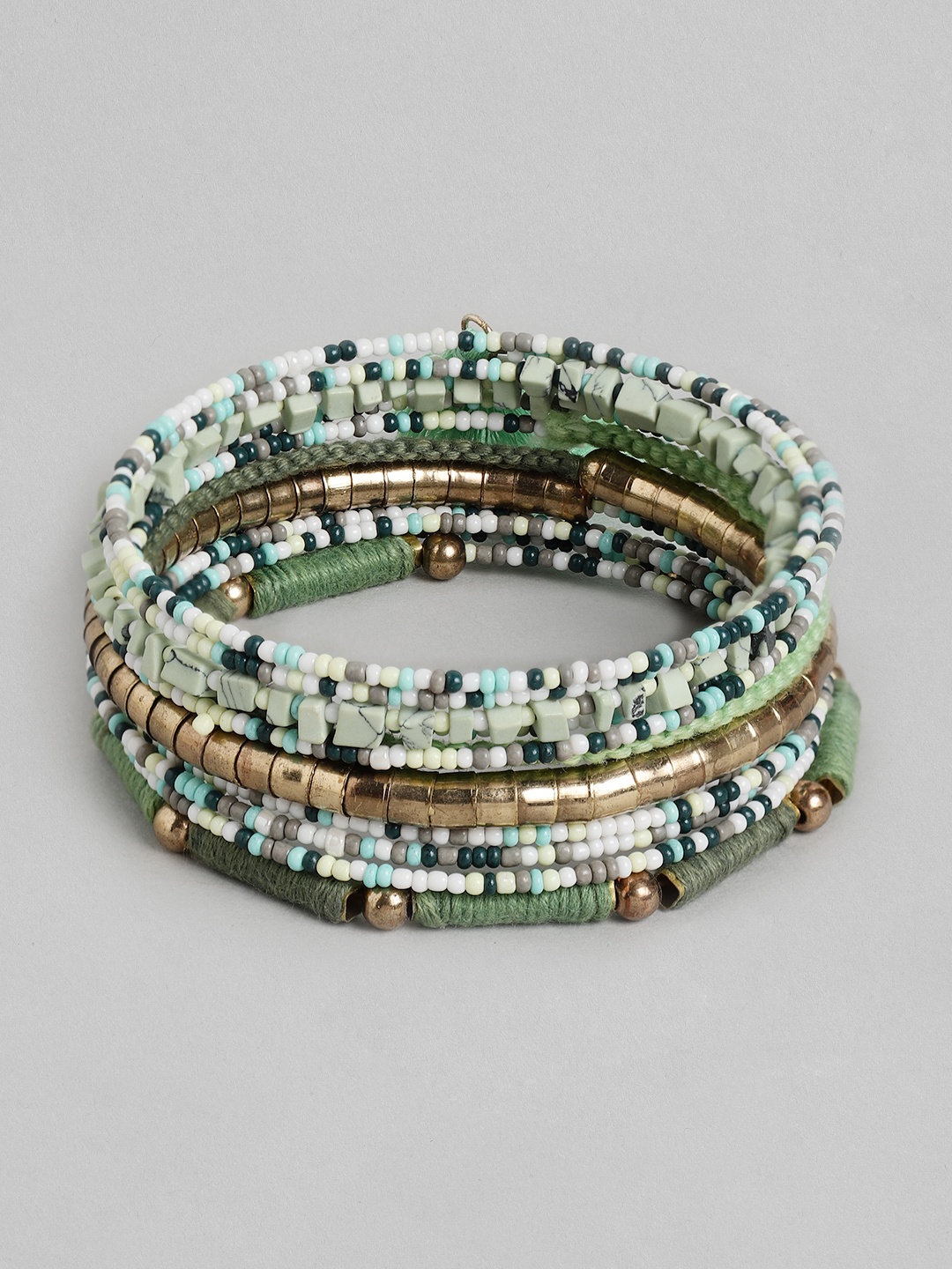 

RICHEERA Women Green & White Multistrand Bracelet