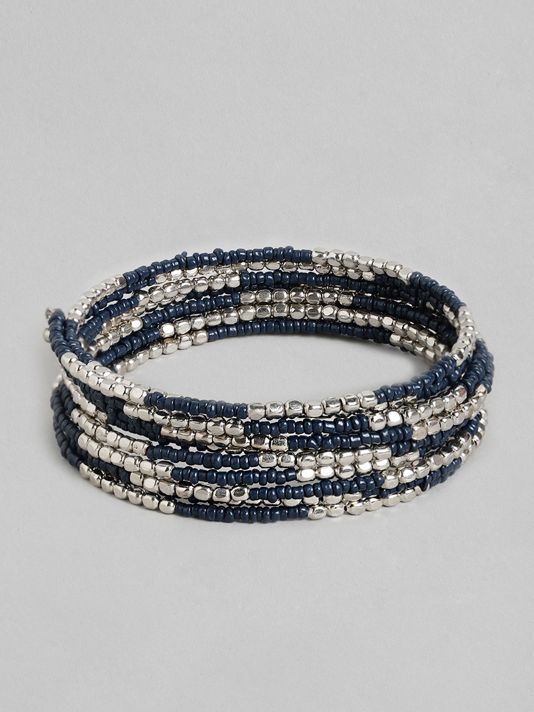

RICHEERA Women Blue & Silver-Toned Silver-Plated Bangle-Style Bracelet