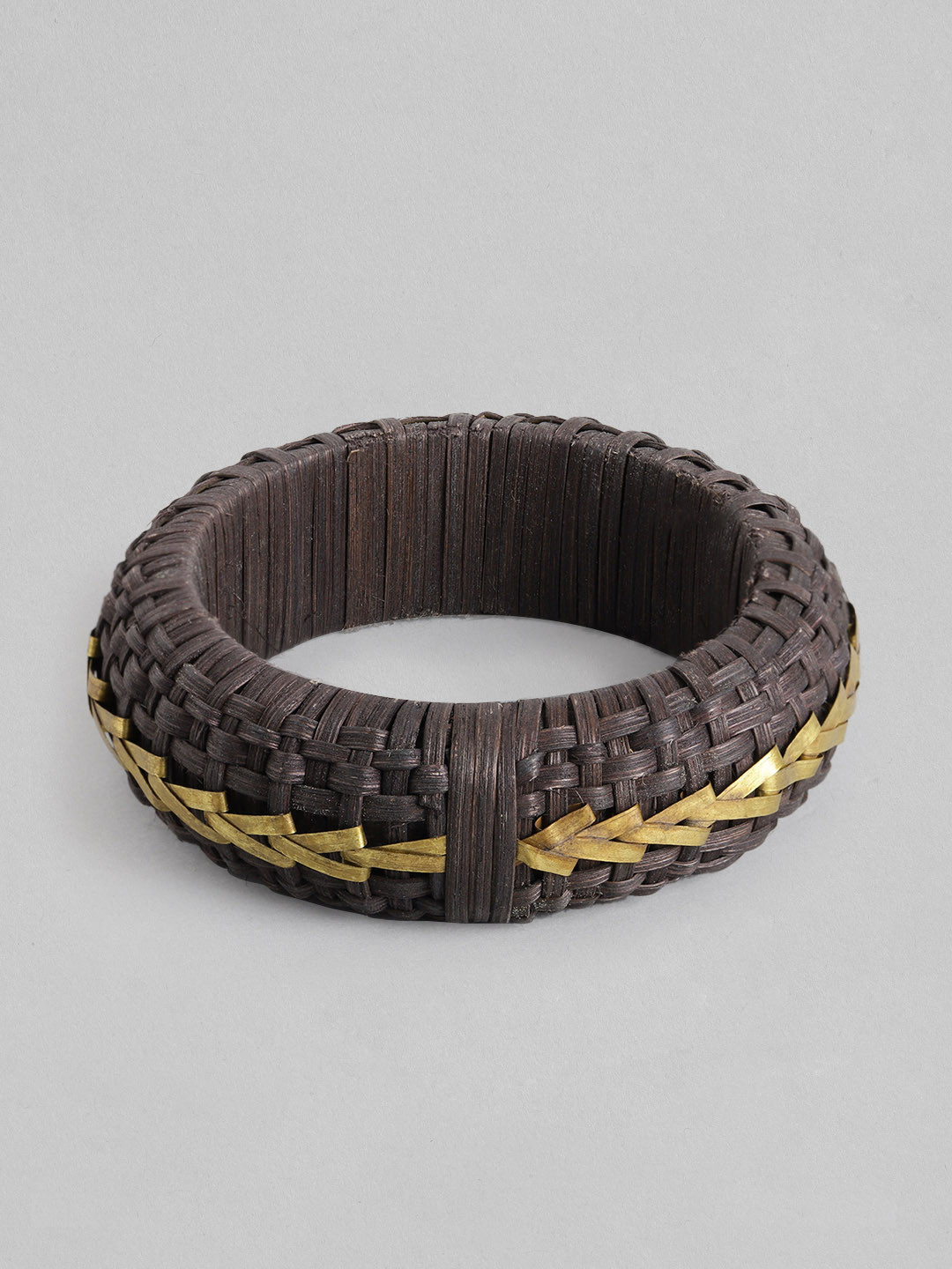 

RICHEERA Women Black & Gold-Toned Wood Bangle-Style Bracelet