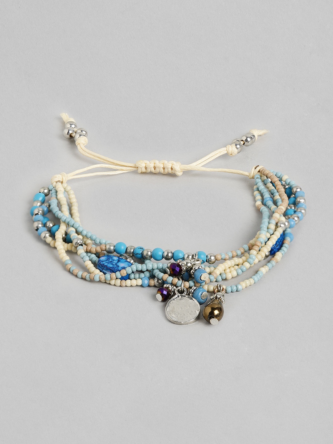 

RICHEERA Women Blue & Silver-Toned Silver-Plated Multistrand Bracelet
