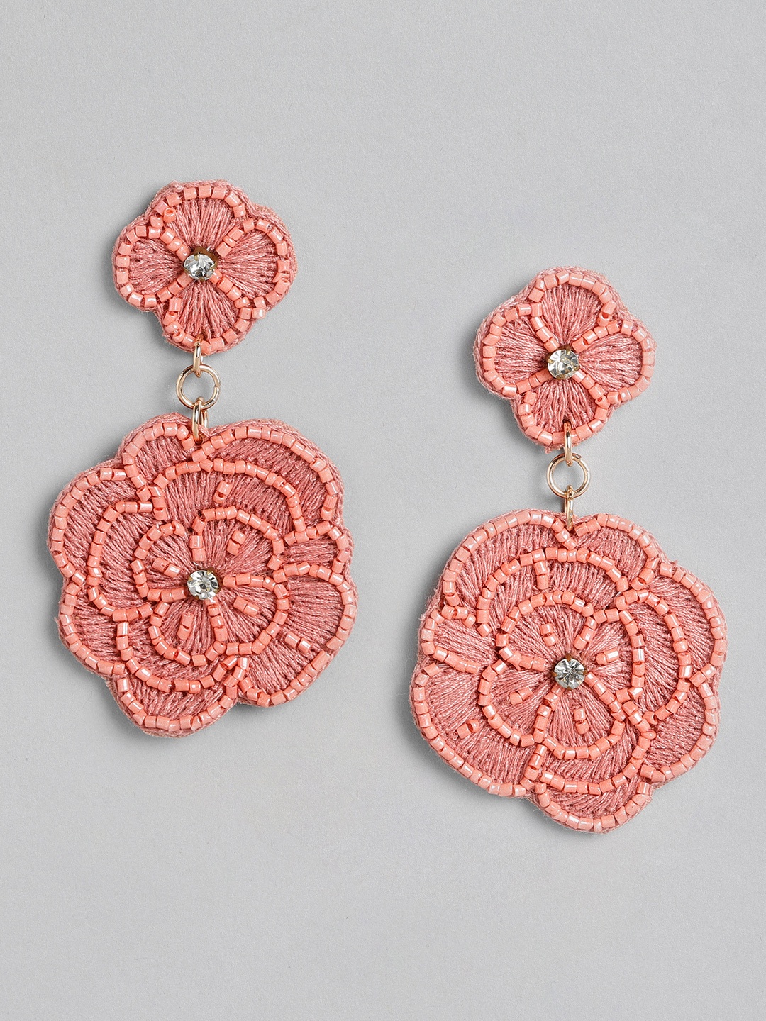 

RICHEERA Pink Floral Drop Earrings