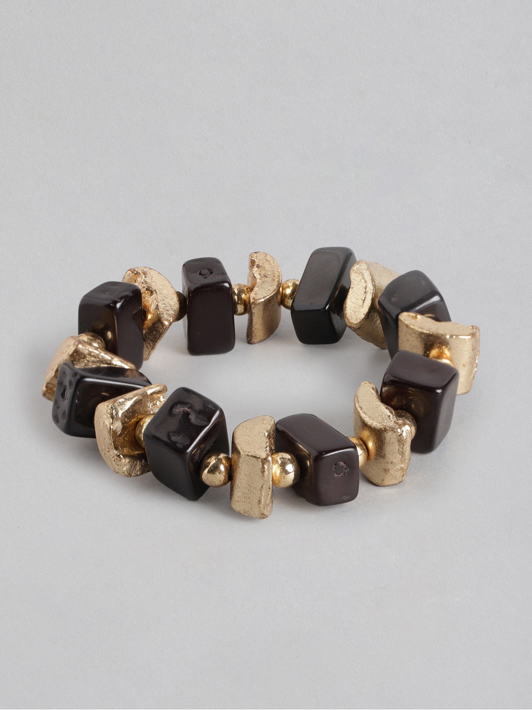 

RICHEERA Women Black & Gold-Toned Gold-Plated Charm Bracelet