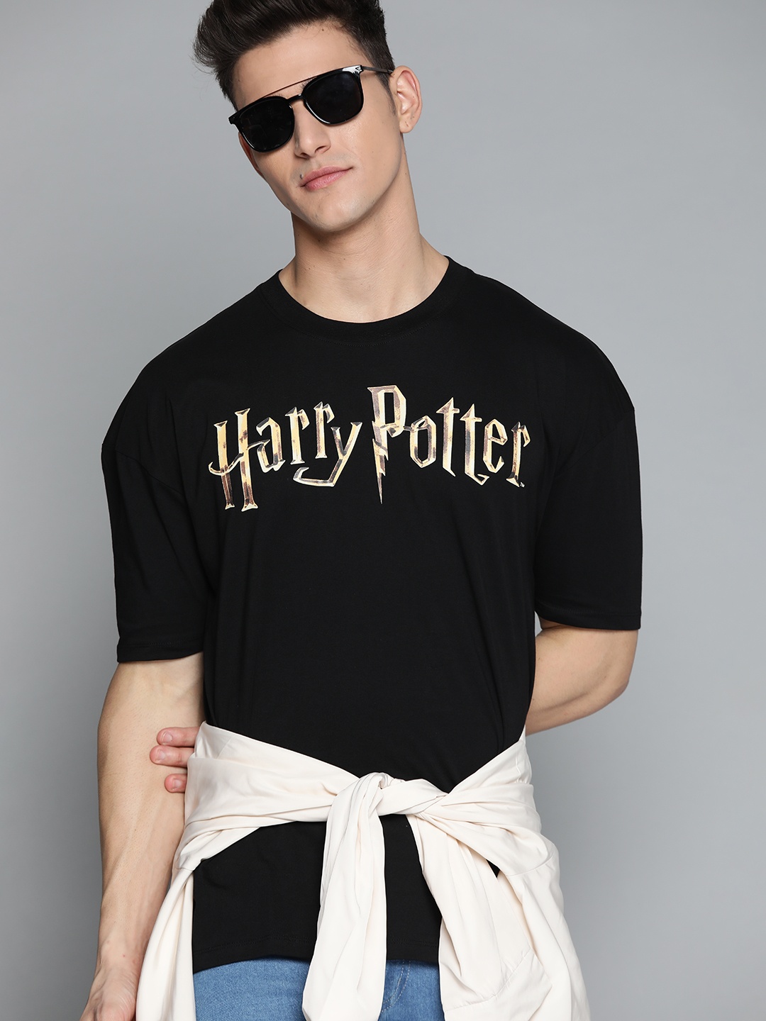 

Kook N Keech Harry Potter Men Black & Yellow Typography Print Pure Cotton T-shirt