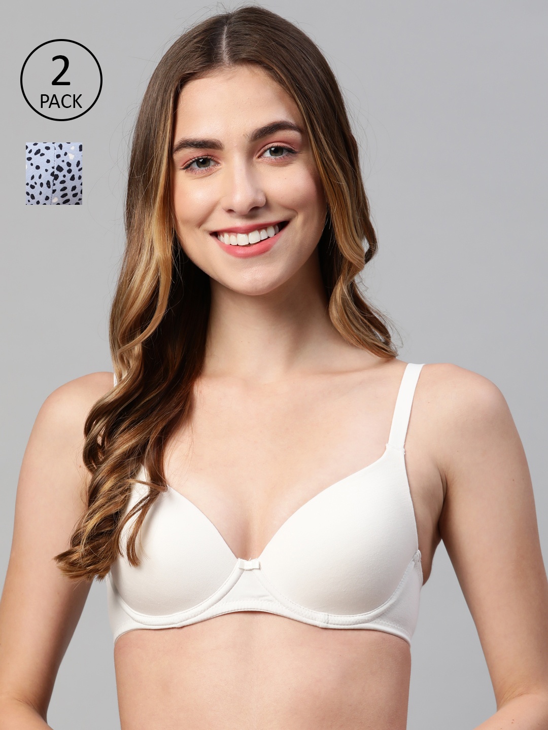 

Marks & Spencer Pack of 2 Off White & Blue Underwired T-shirt Bra