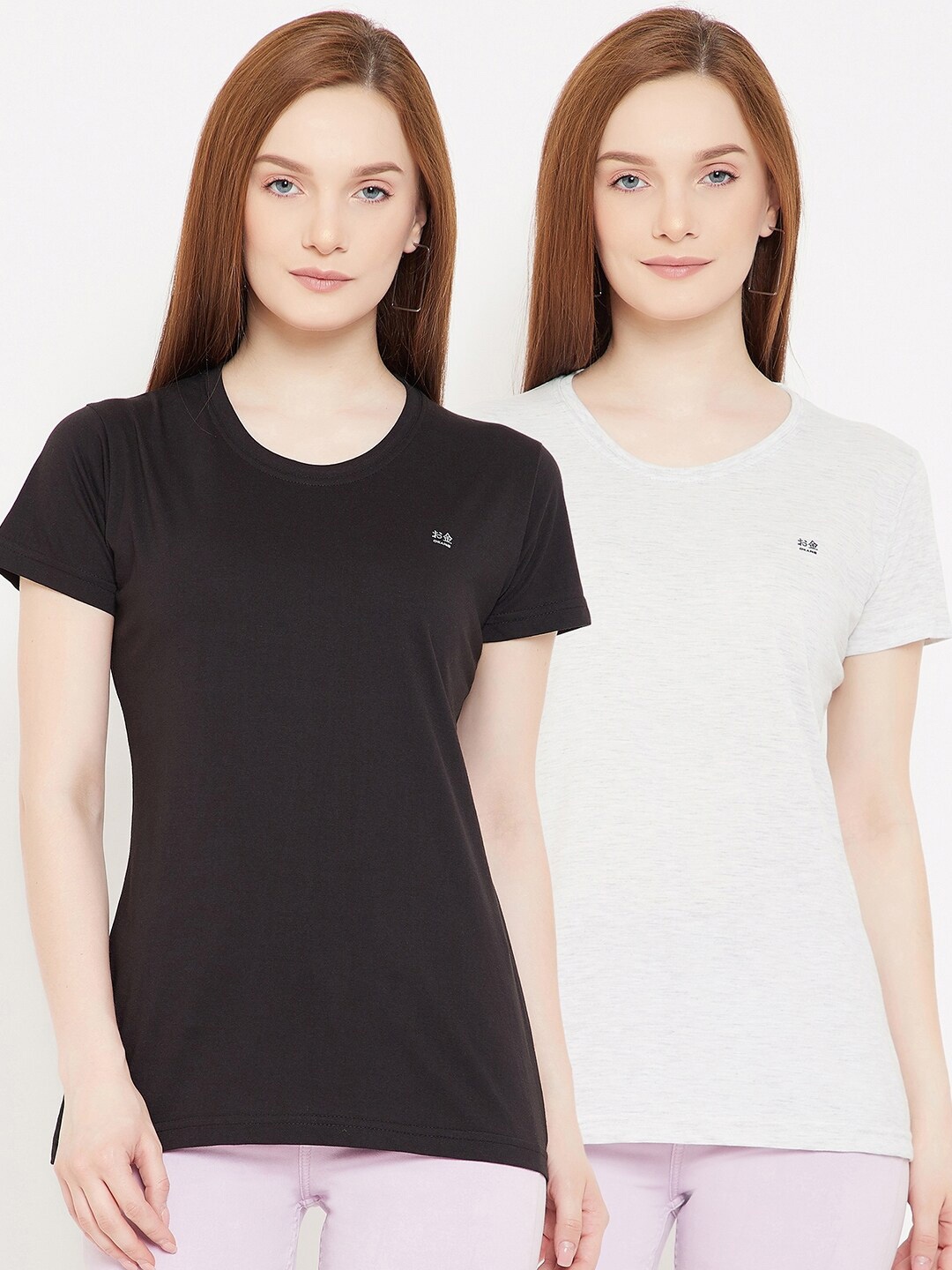 

Okane Women Pack Of 2 White & Black T-shirt