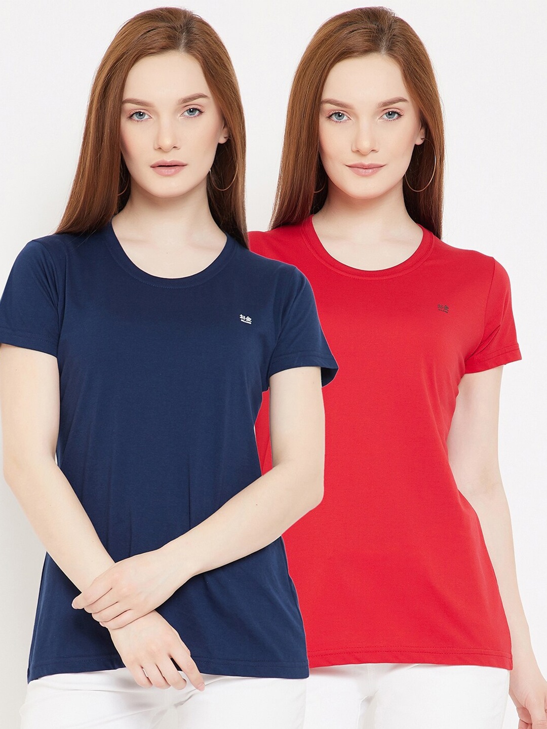 

Okane Women Pack Of 2 Navy Blue & Red T-shirt