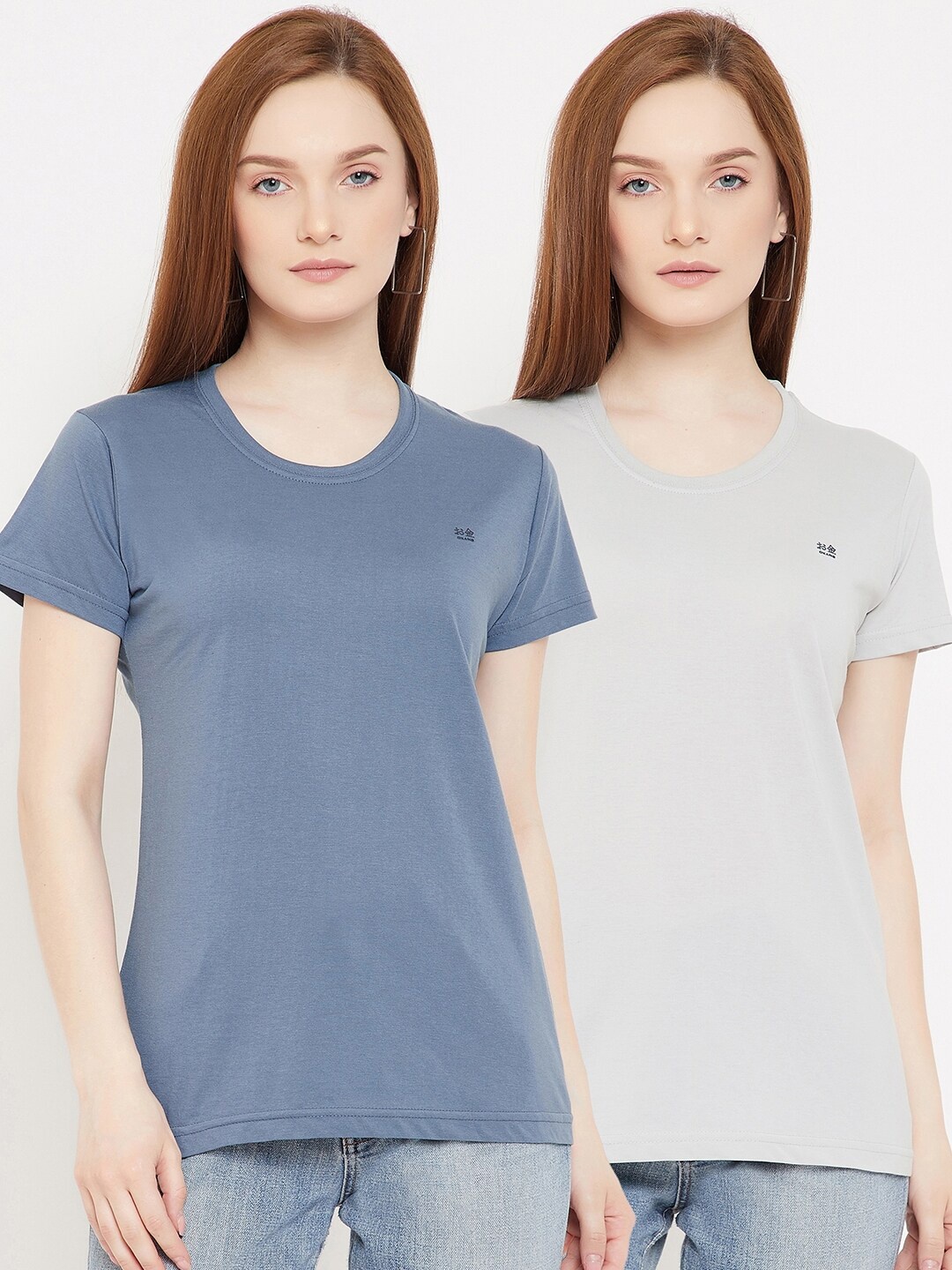 

Okane Women Pack Of 2 Blue & Grey T-shirt