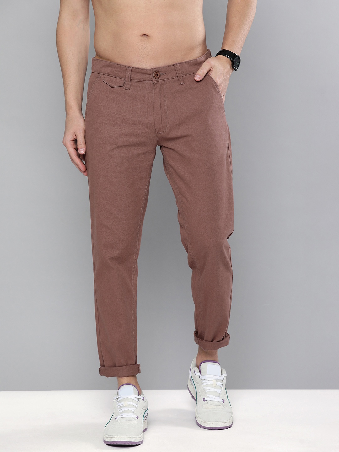 

HERE&NOW Men Brown Slim Fit Trousers