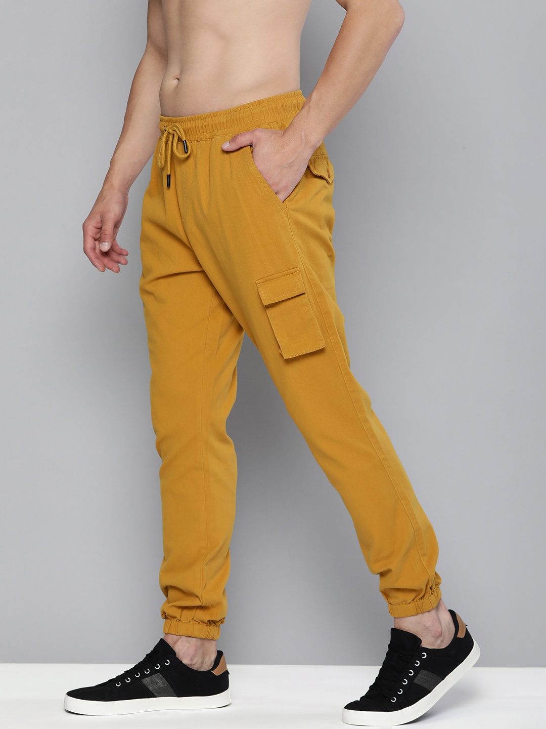 

HERE&NOW Men Yellow Cargos Trousers