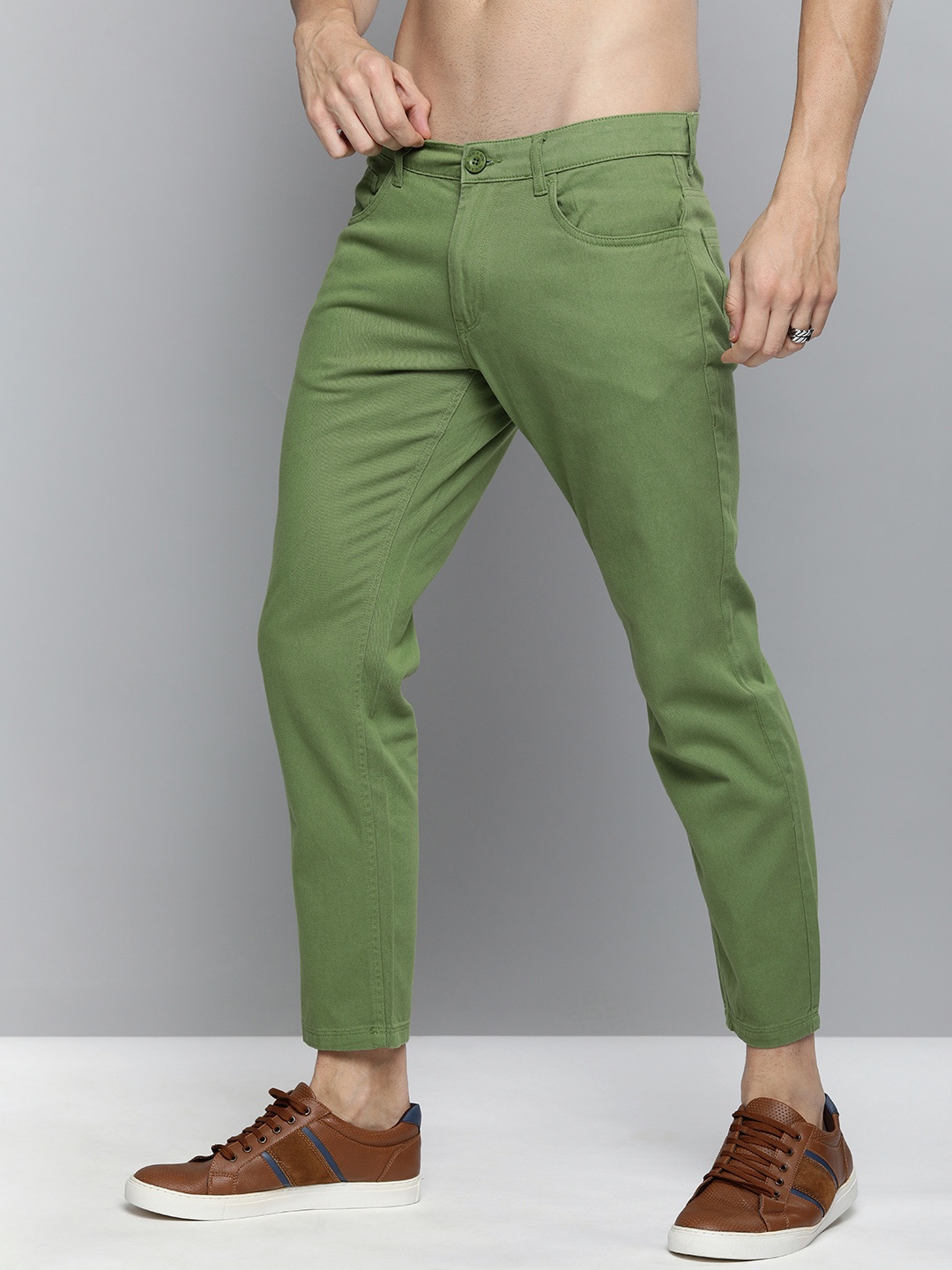 

HERE&NOW Men Green Slim Fit Trousers