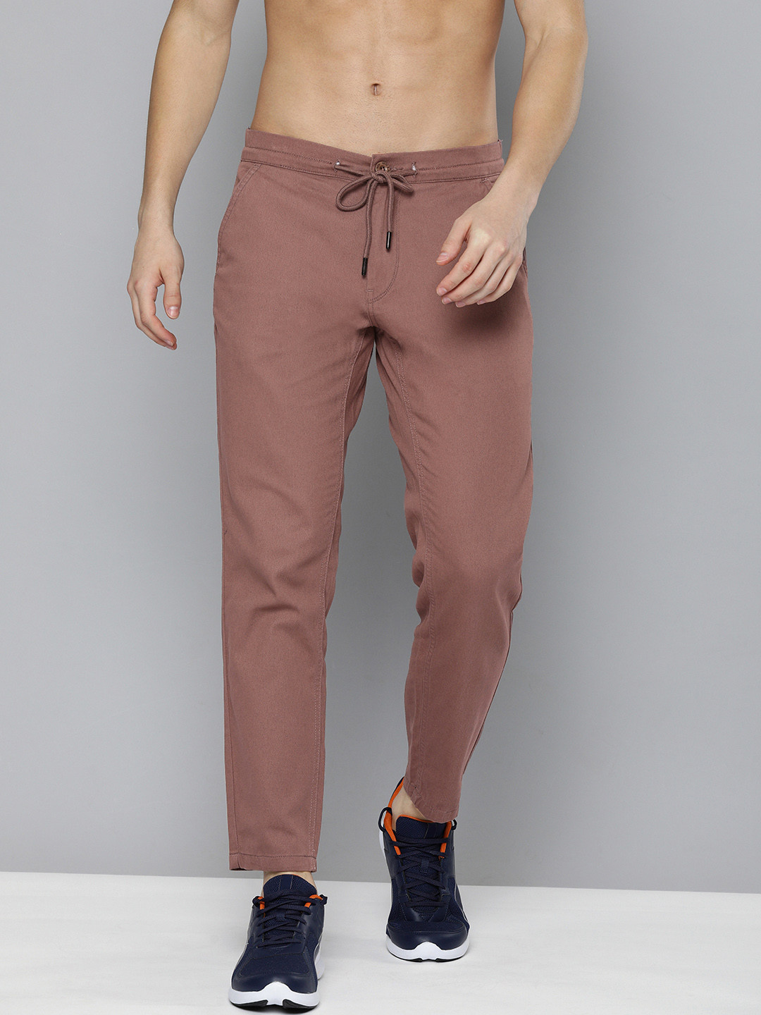 

HERE&NOW Men Light Mauve Slim Fit Chinos Trousers