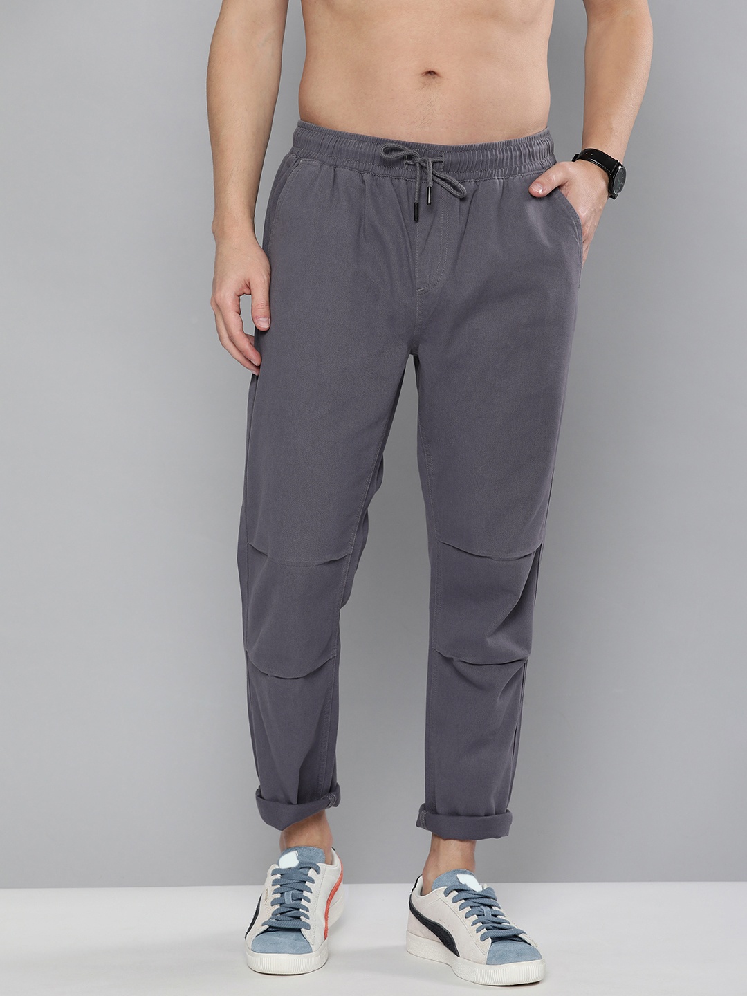 

HERE&NOW Men Grey Regular Fit Joggers Trousers