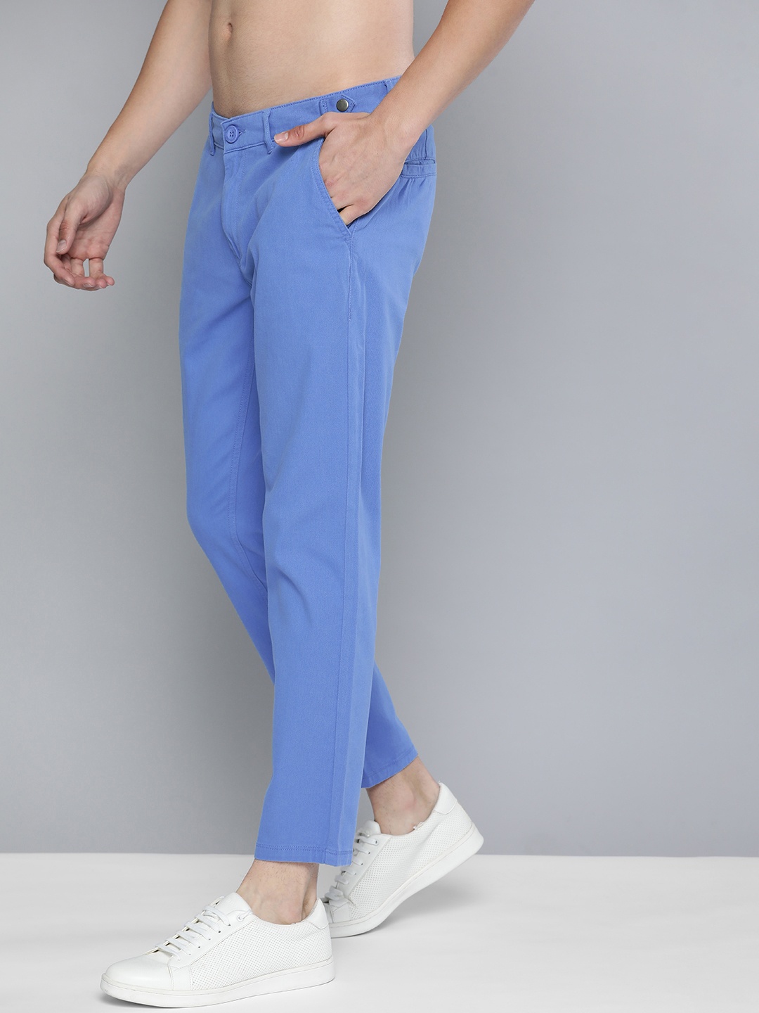 

HERE&NOW Men Blue Solid Trousers