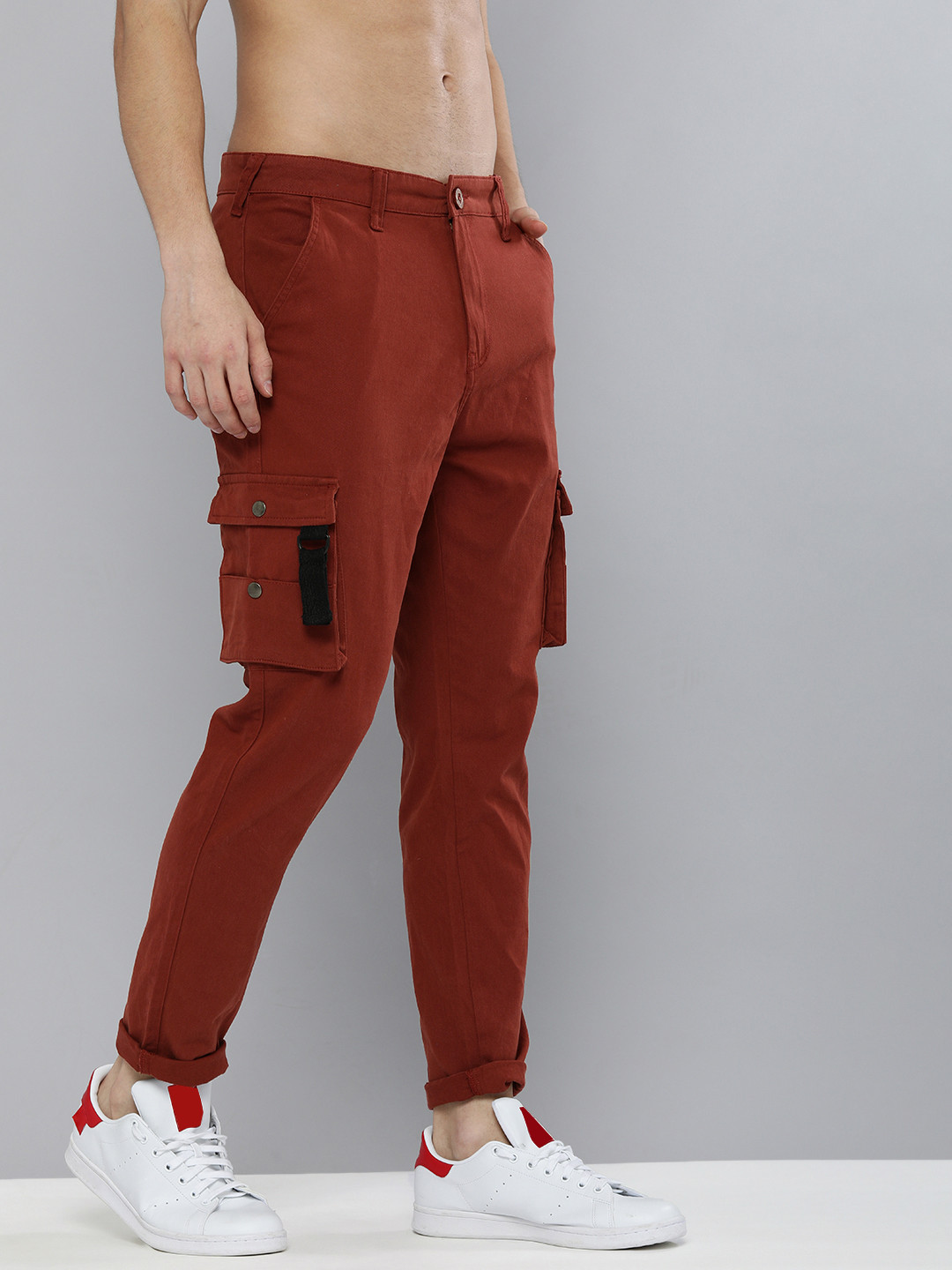 

HERE&NOW Men Brown Solid Cargo Joggers
