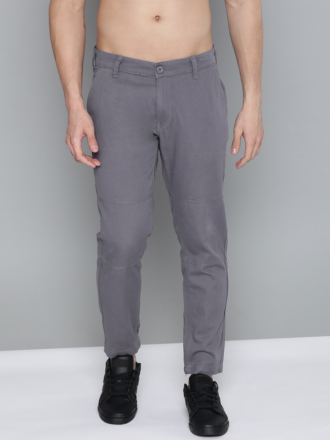 

HERE&NOW Men Grey Regular Fit Trousers