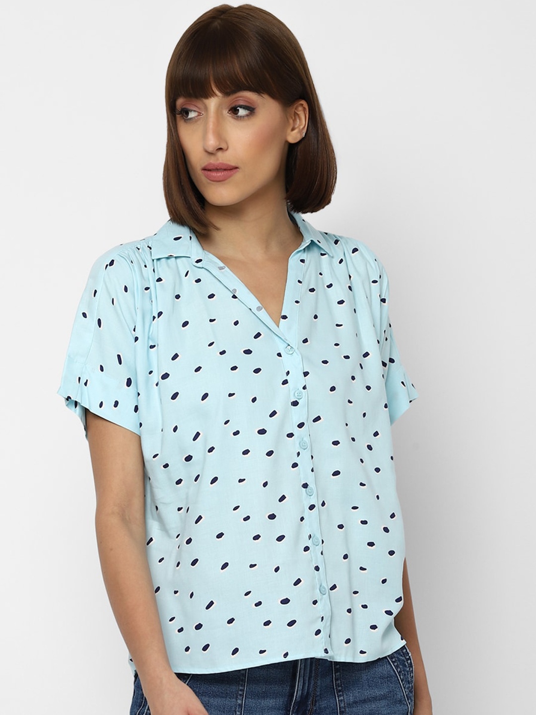 

Allen Solly Woman Women Blue Opaque Printed Casual Shirt