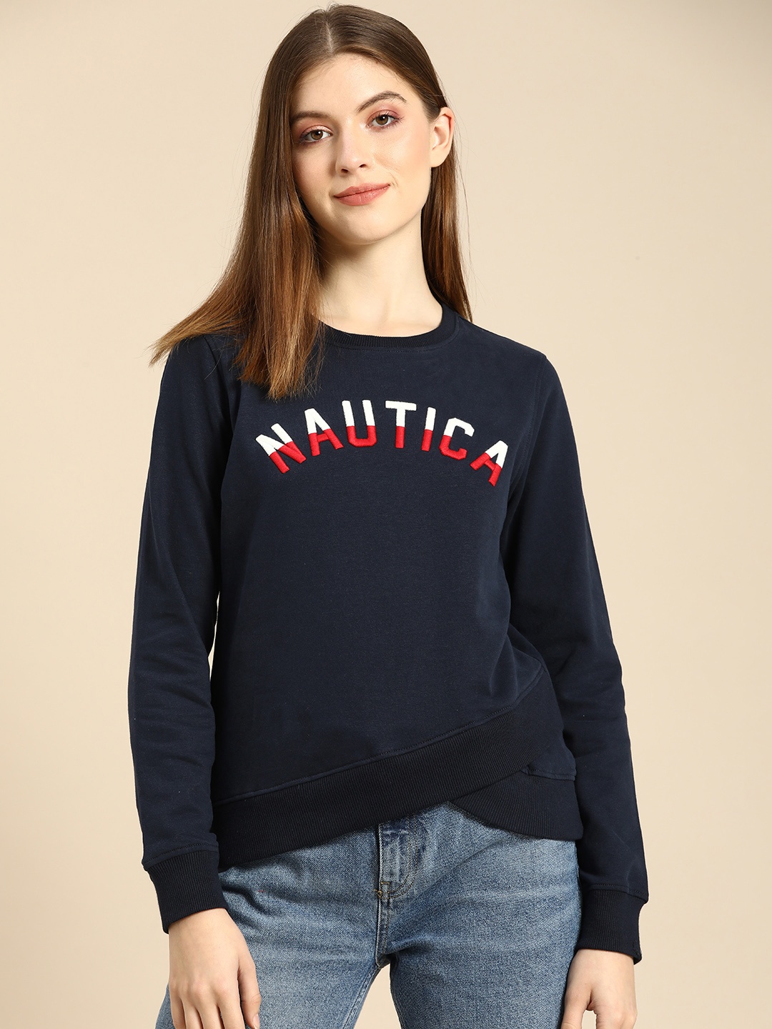 

Nautica Women Navy Blue Embroidered Sweatshirt