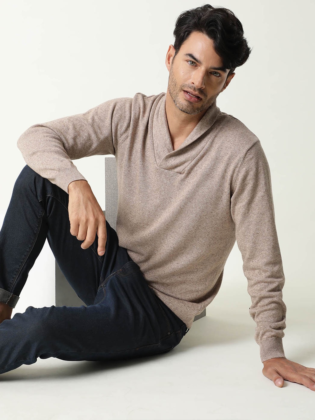 

RARE RABBIT Men Denvy Slim Fit Cotton Pullover Sweater, Beige
