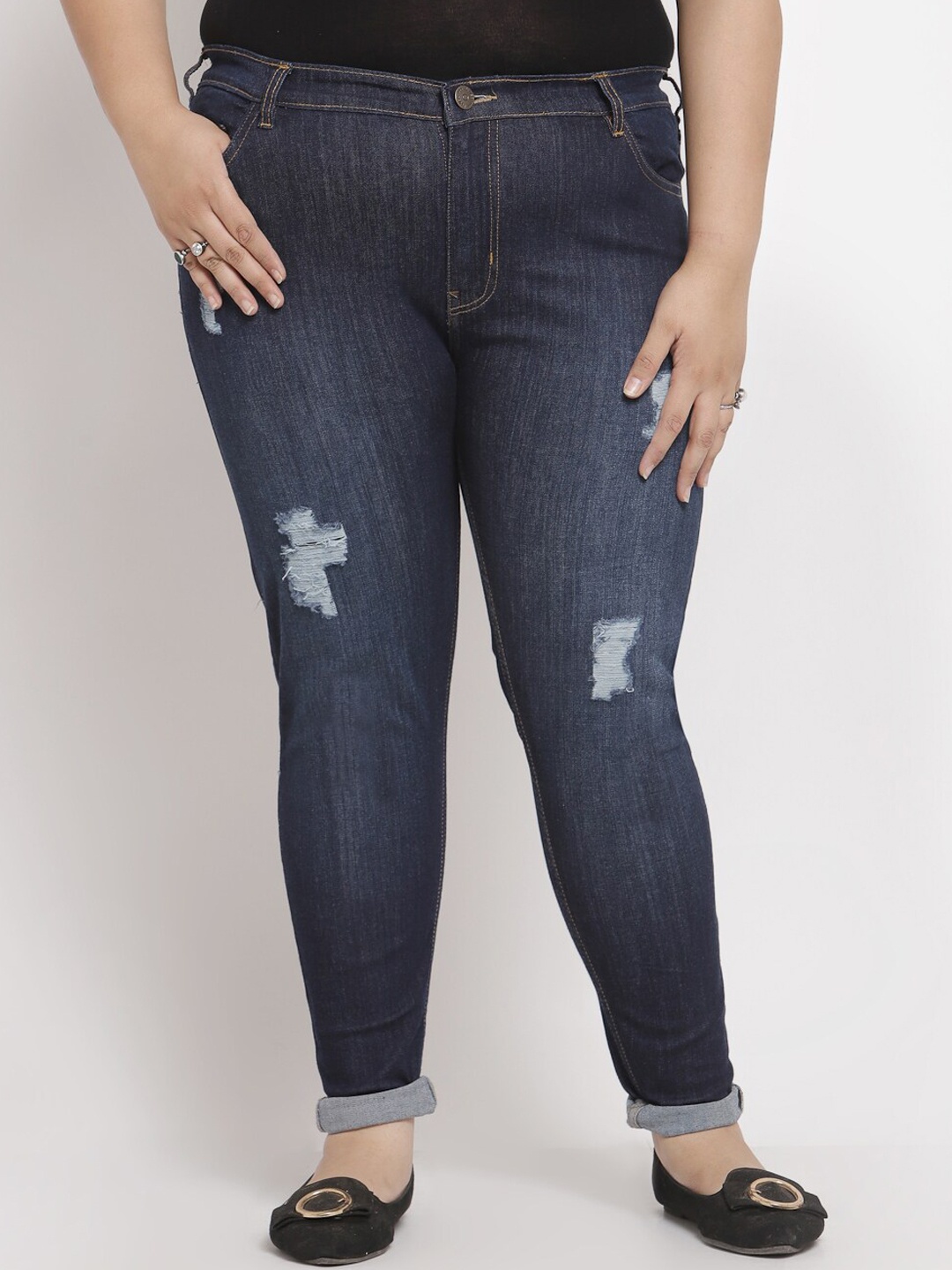 

MELON Women Blue Mildly Distressed Light Fade Jeans