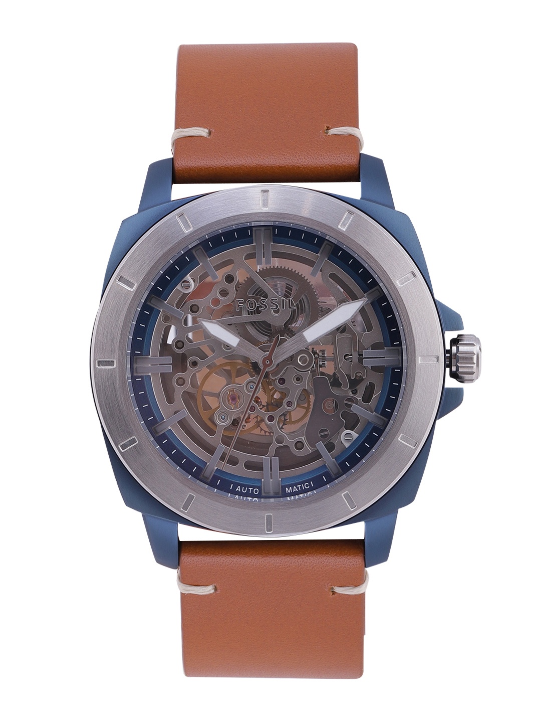 

Fossil Men Gunmetal-Toned Privateer Sport Skeleton Automatic Motion Powered Watch BQ2427, Metallic