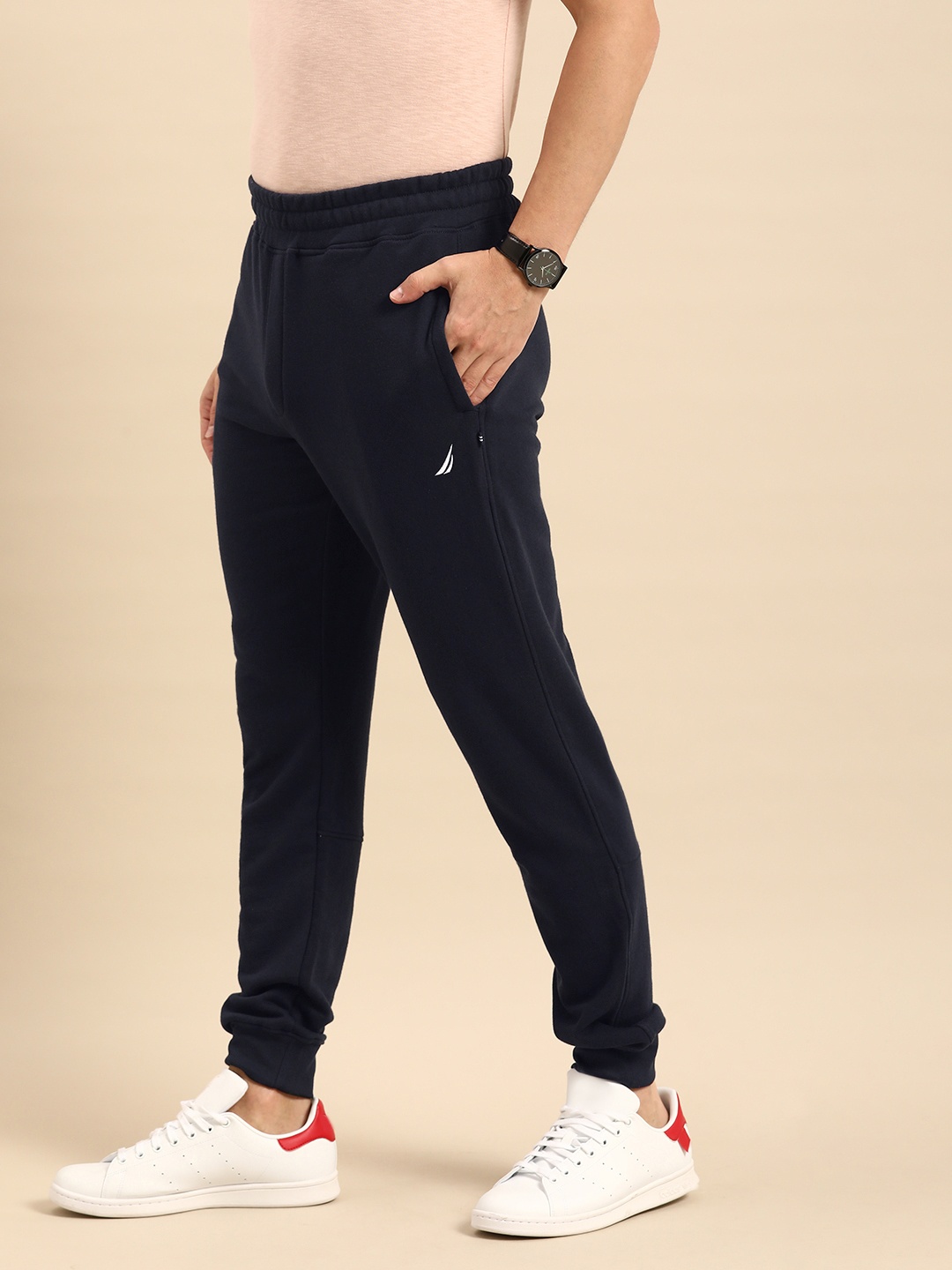 

Nautica Men Navy Blue Solid Joggers