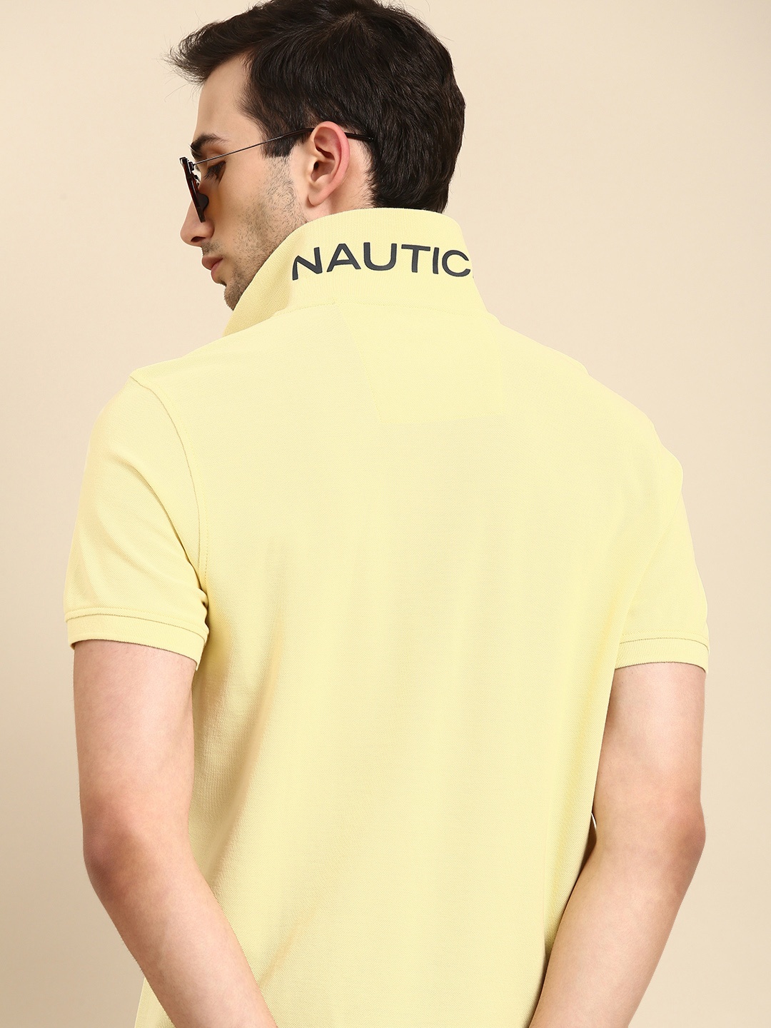 

Nautica Men Yellow Polo Collar Cotton Pure Cotton T-shirt