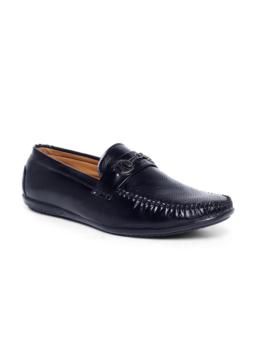 

MUTAQINOTI Men Black Patent Leather Loafers