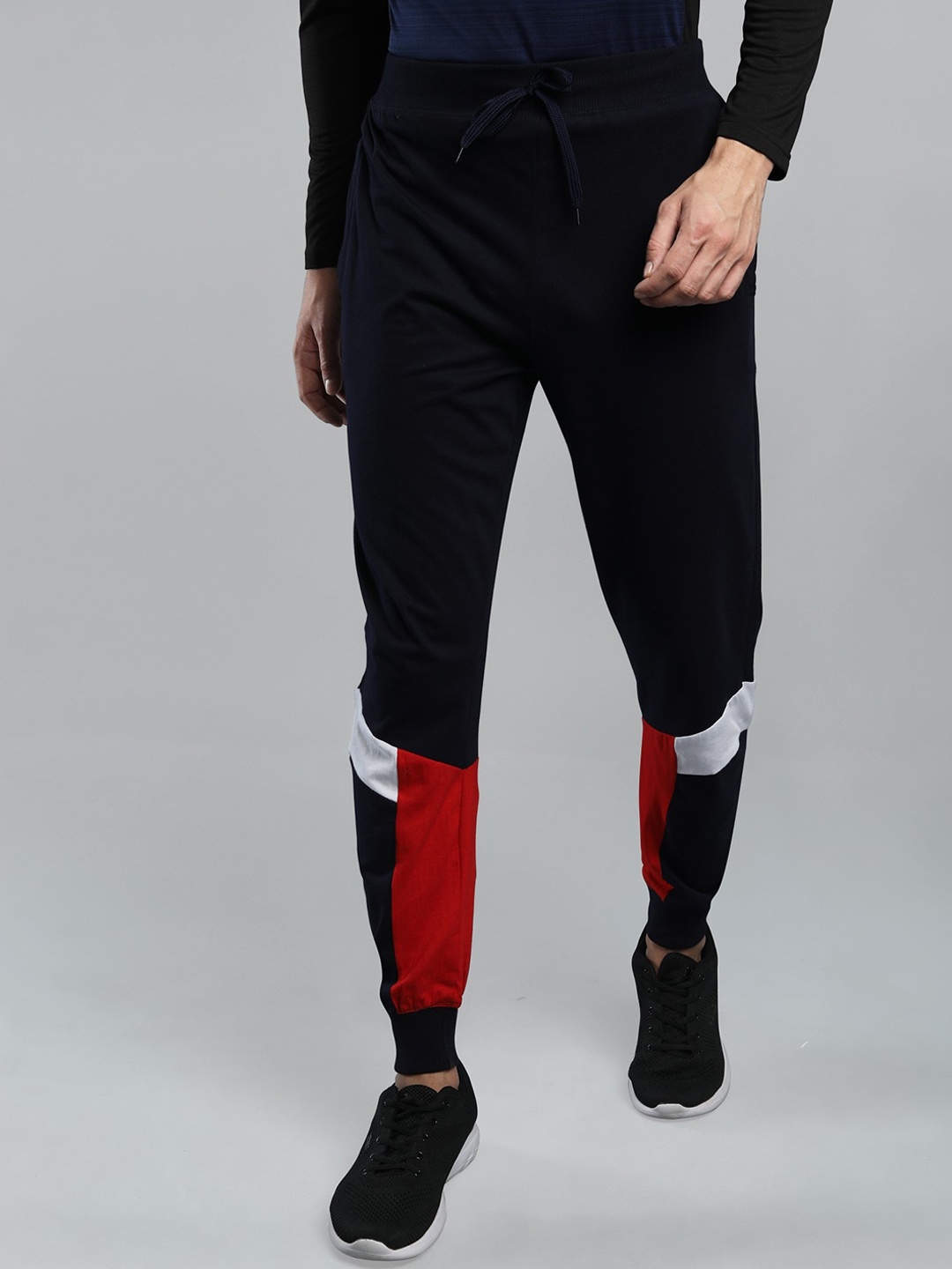 

Maniac Men Black & Red Colourblocked Cotton Slim Fit Jogger