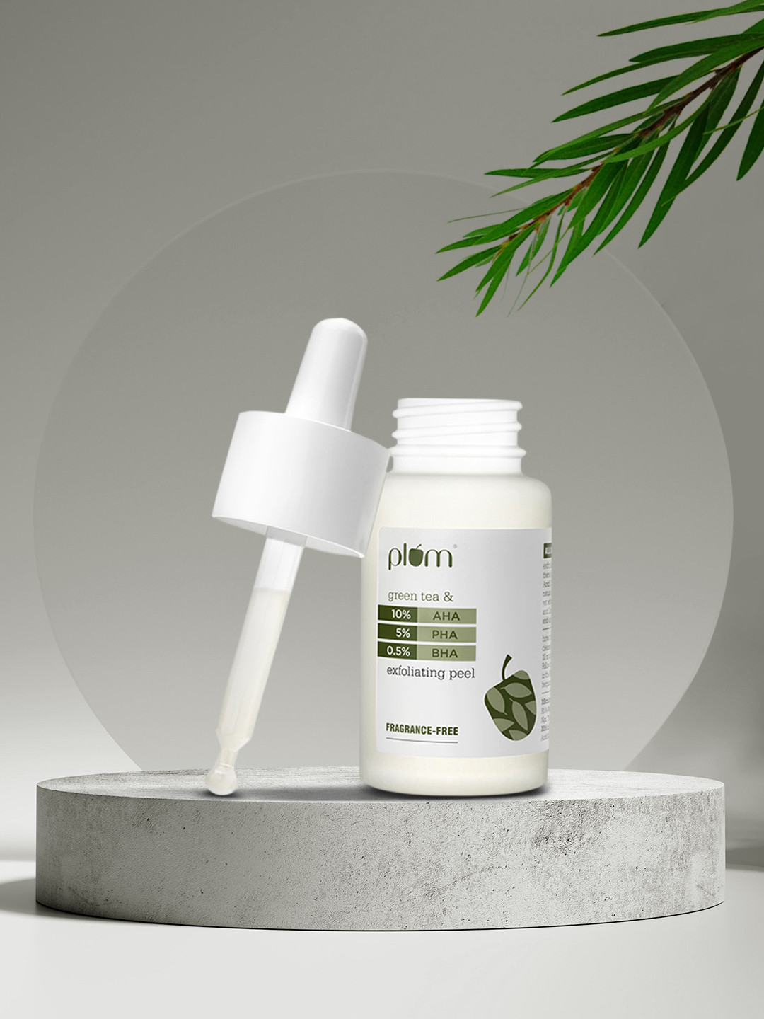 

Plum 10% AHA with 5% PHA & 0.5% BHA Green Tea Exfoliating Peel Serum 30 ml, White