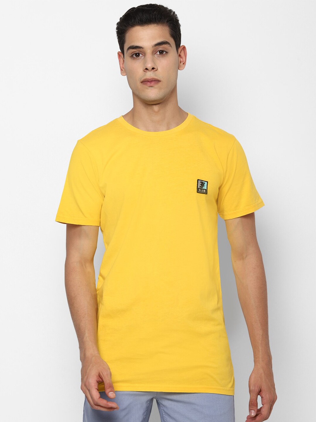 

FOREVER 21 Men Yellow Cotton Pure Cotton T-shirt