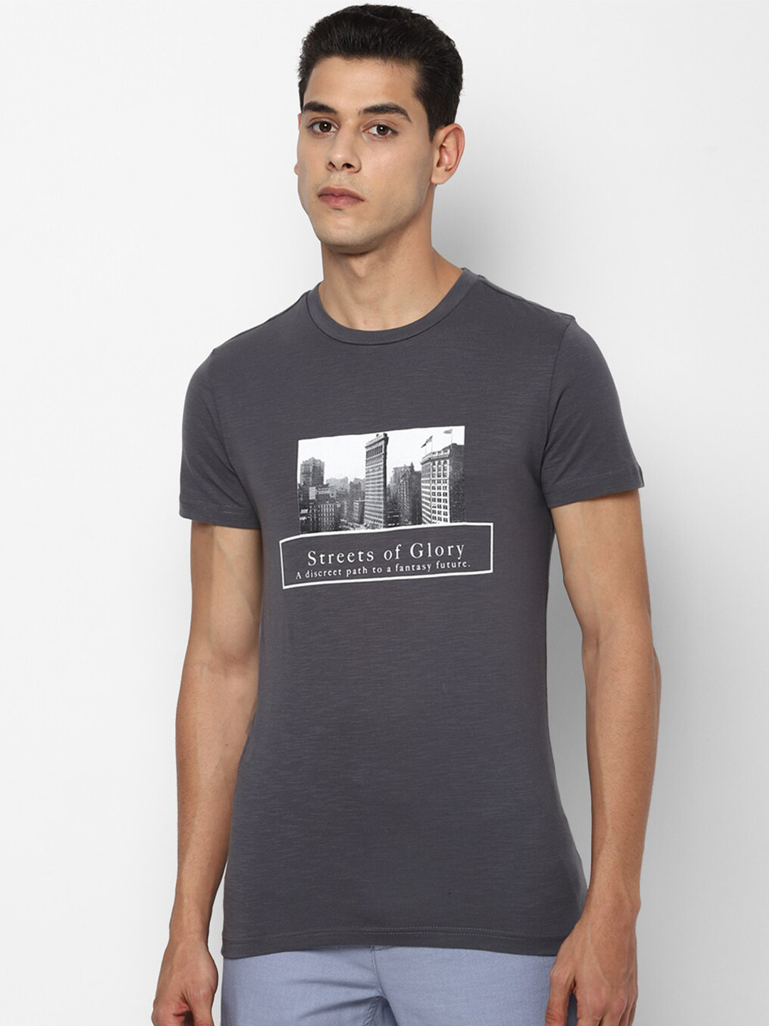 

FOREVER 21 Men Blue Printed Cotton Pure Cotton T-shirt