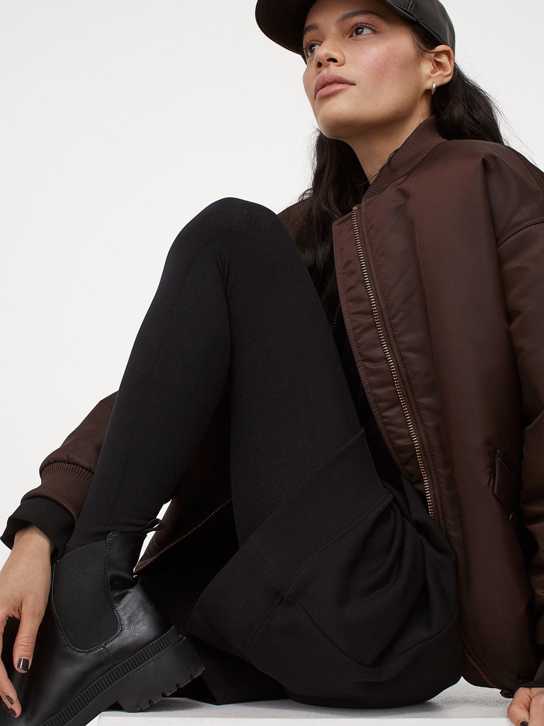 

H&M Women Black Fleece leggings