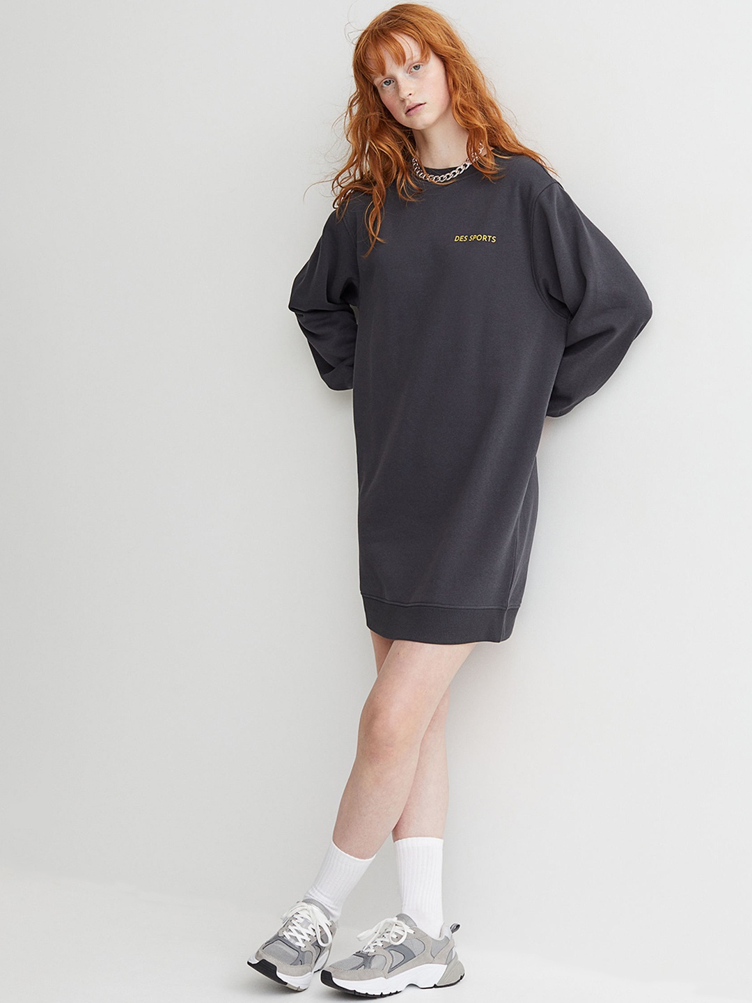 

H&M Women Charcoal Grey Sweatshirt Dress