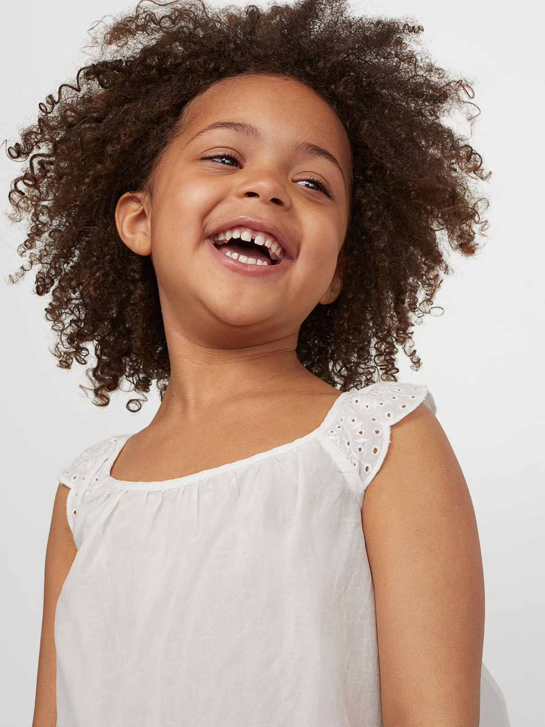 

H&M Girls White Flounce-trimmed cotton top