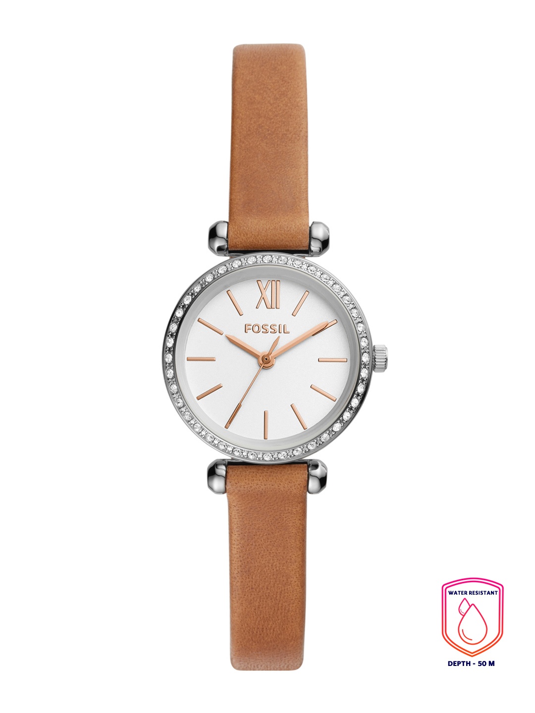 

Fossil Women White Dial & Brown Leather Straps Tillie Analogue Watch BQ3504