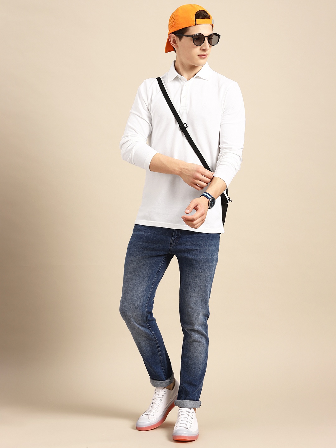 

United Colors of Benetton Men White Pure Cotton Polo Collar T-shirt