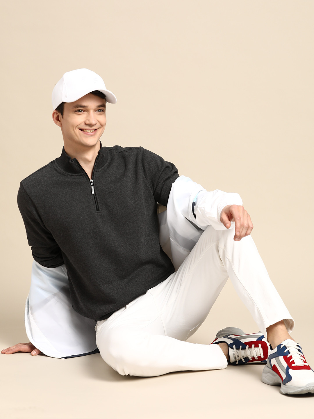 

United Colors of Benetton Men Charcoal Grey Sweatshirt