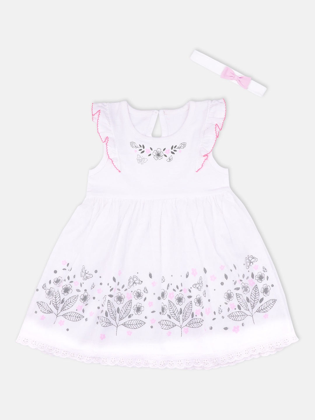 

Babysafe Girls White Floral Dress with Headband