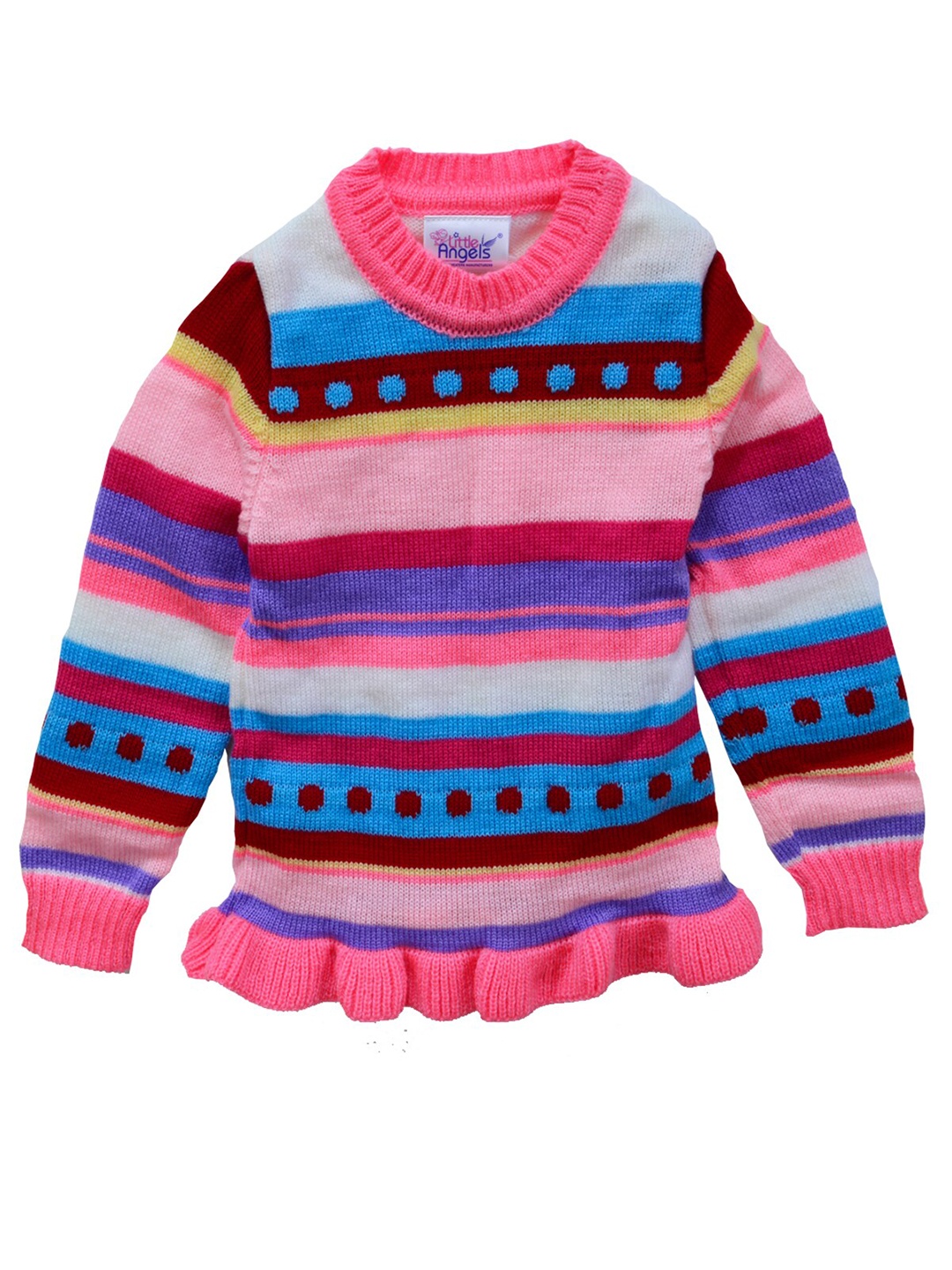 

Little Angels Girls Multicoloured Striped Printed Pullover, Multi