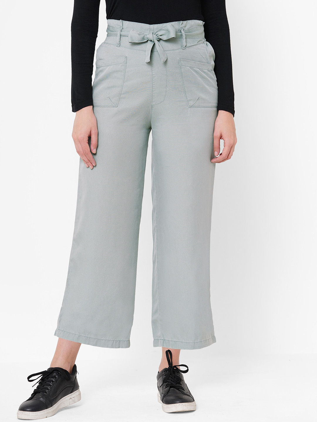 

Kraus Jeans Women Teal Loose Fit High-Rise Parallel Trousers