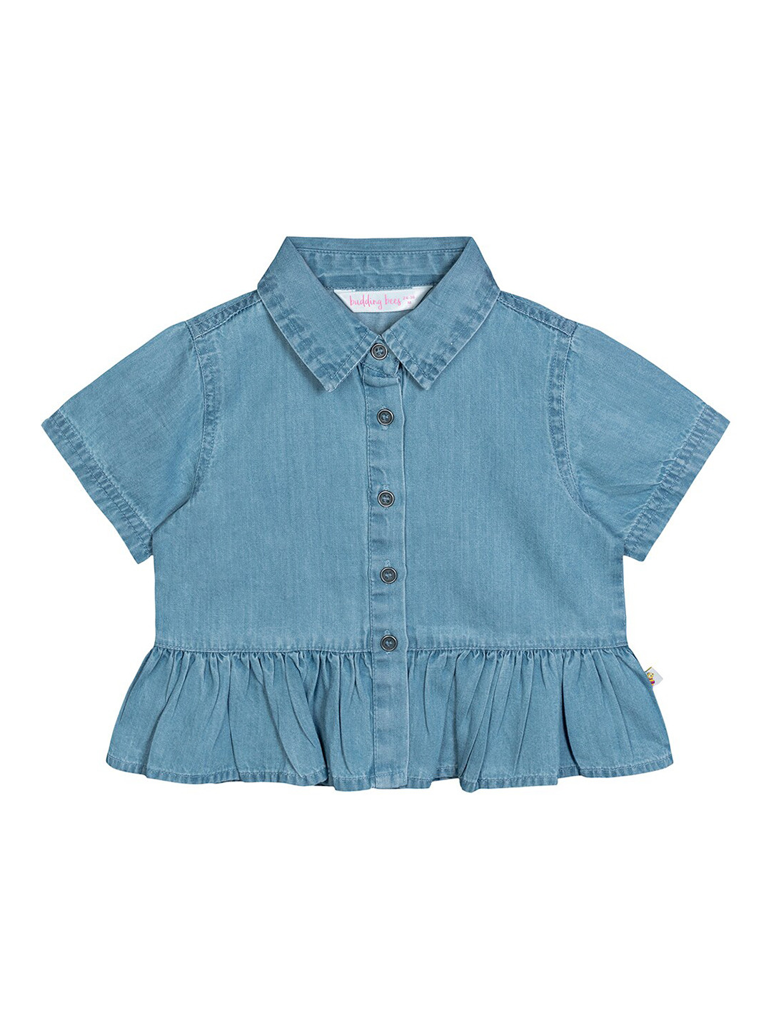 

Budding Bees Blue Denim Shirt Style Top