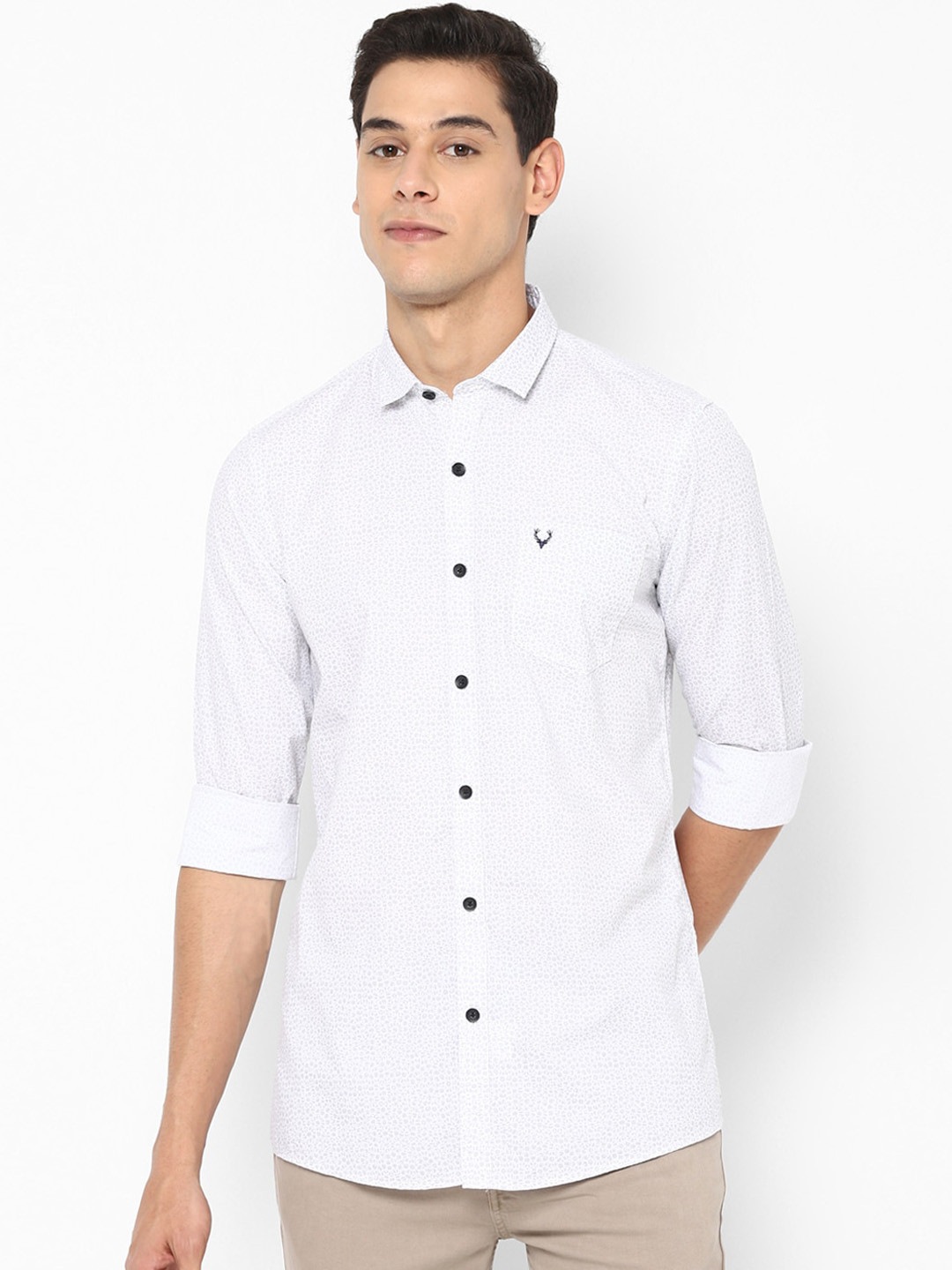 

Allen Solly Sport Men White Opaque Printed Cotton Casual Shirt