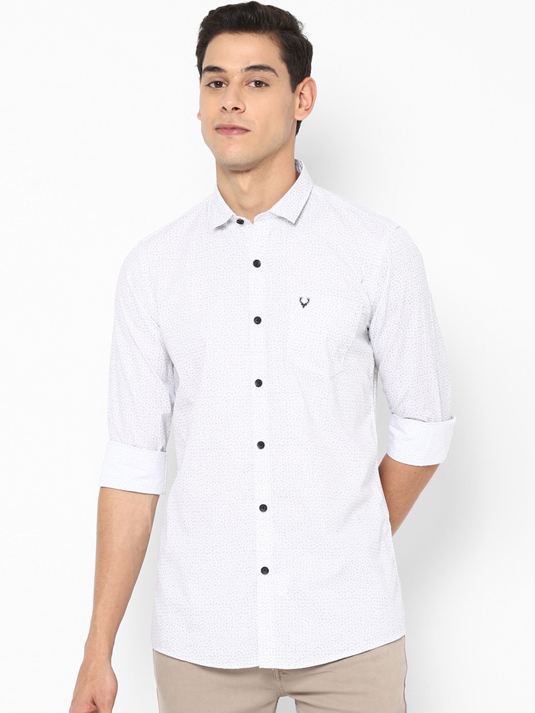 

Allen Solly Sport Men White Opaque Printed Cotton Casual Shirt