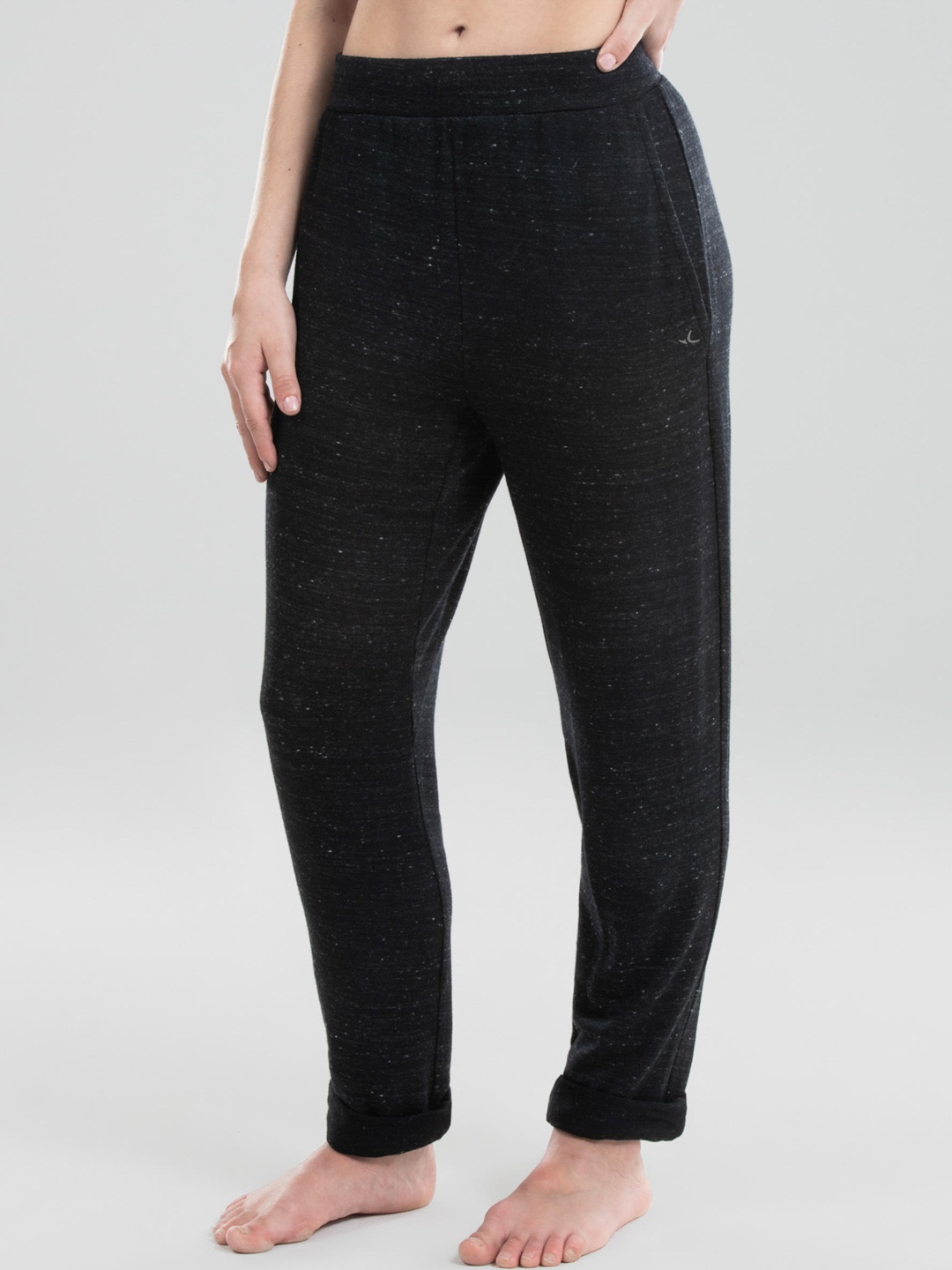 

Domyos By Decathlon Women Black Straight Fit High-Waist Track Pants