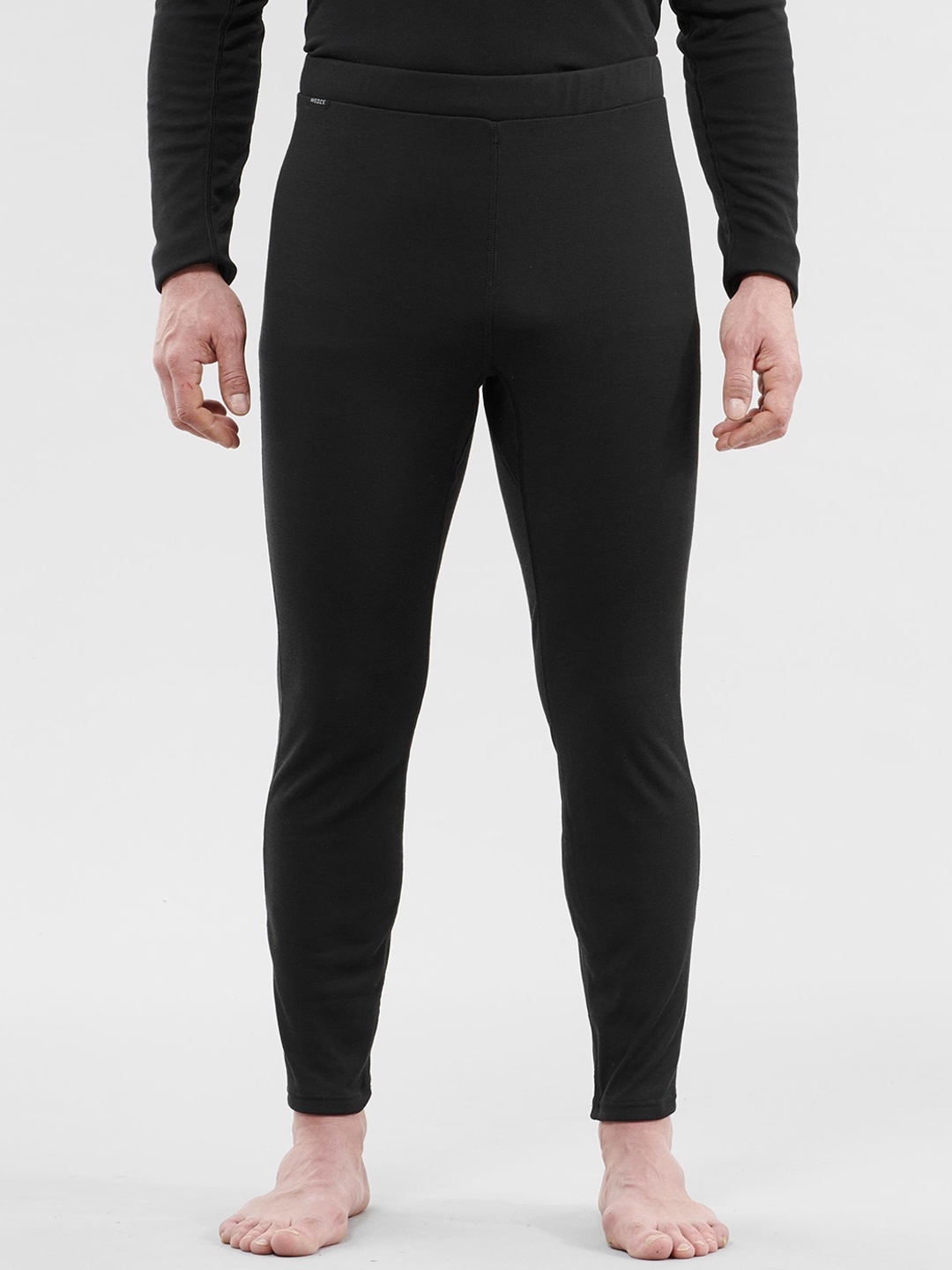 

WEDZE By Decathlon Men Black Solid Base Layer Winter Thermal Bottoms