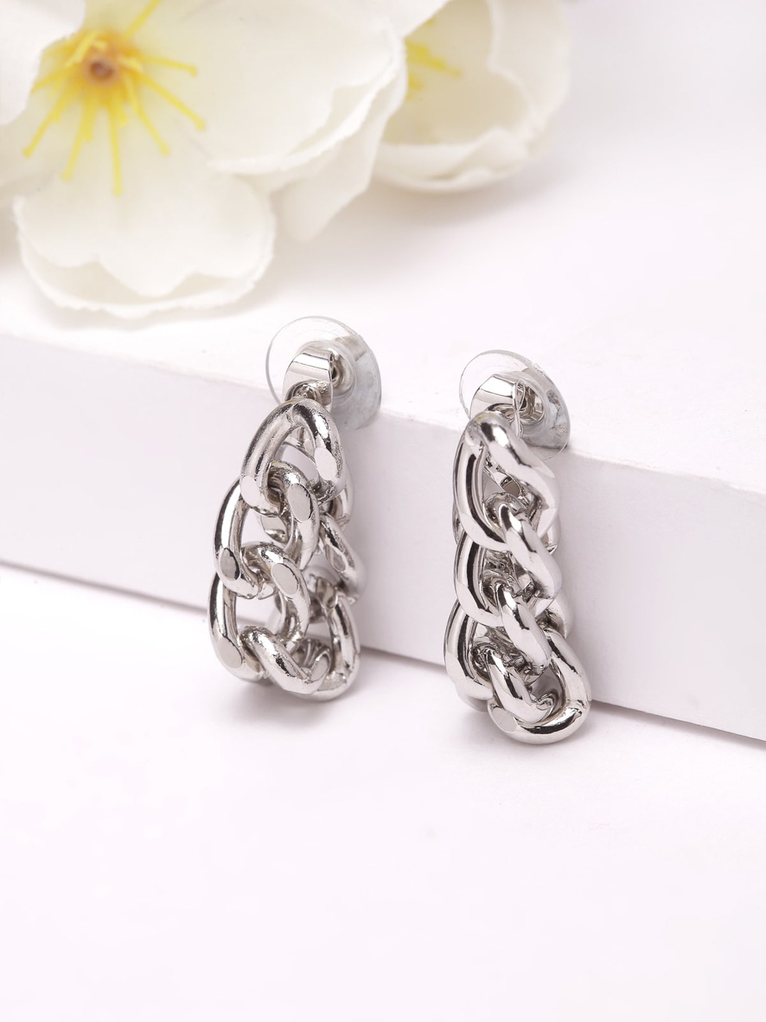 

AVANT-GARDE PARIS Silver-Toned Contemporary Studs Earrings
