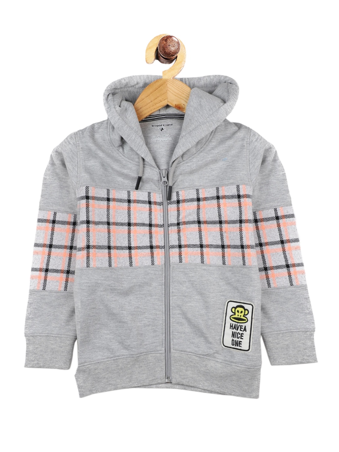 

Stupid Cupid Boys Grey Checked Sweatshirt